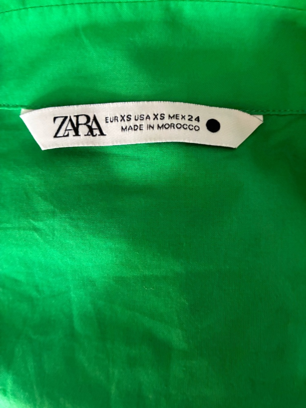 Zara Bright Green Eyelet Long-Sleeve Shirt Dress with Belt - Picture 4 of 7